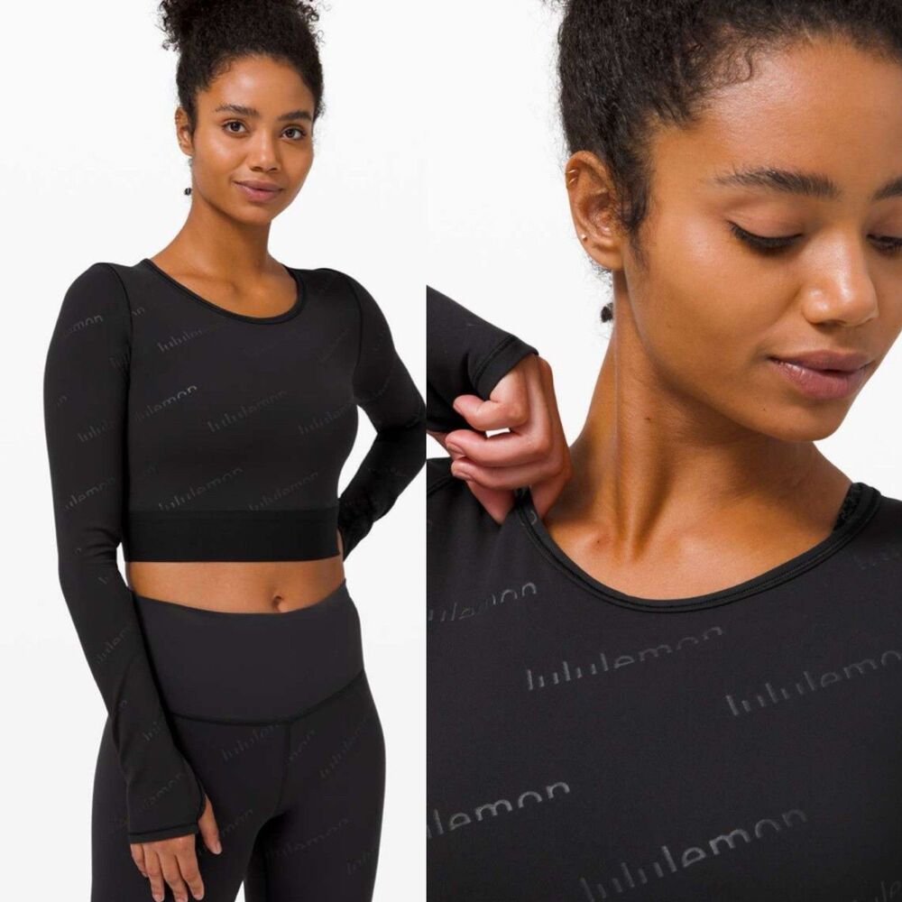 Lululemon Wunder Train Cropped Top Long Sleeve *Special Edition 6/8 Gym Workout